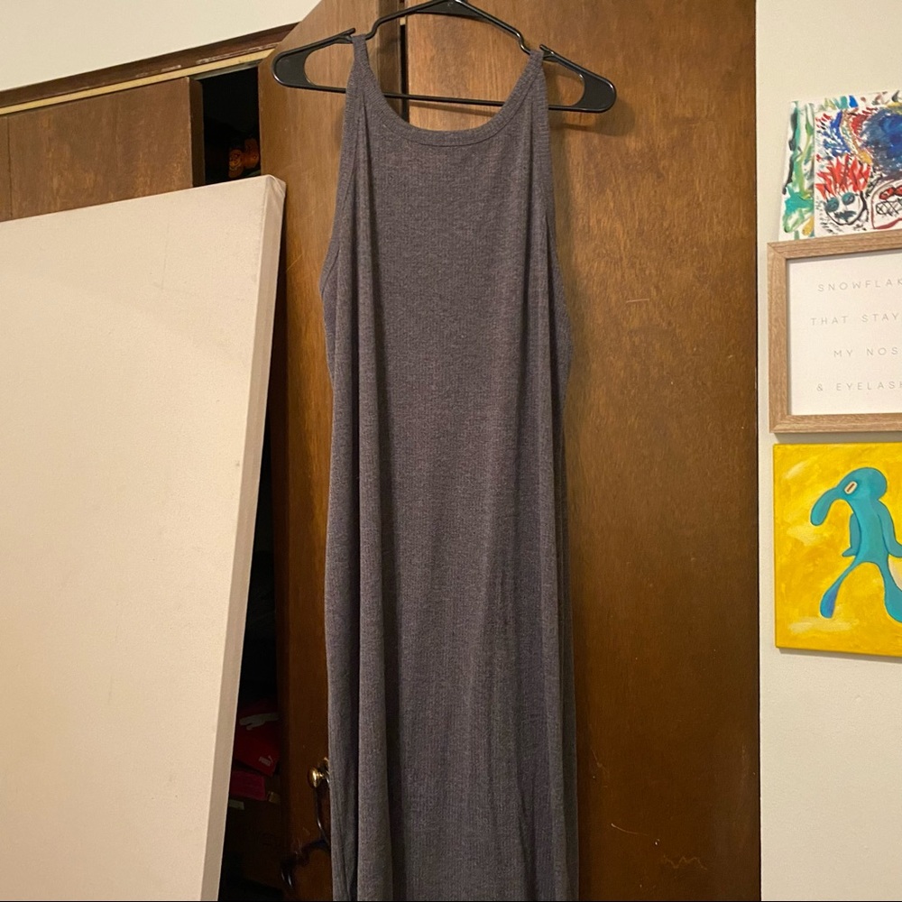 Gray woven maxi dress
